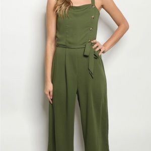 Olive green wide legged romper